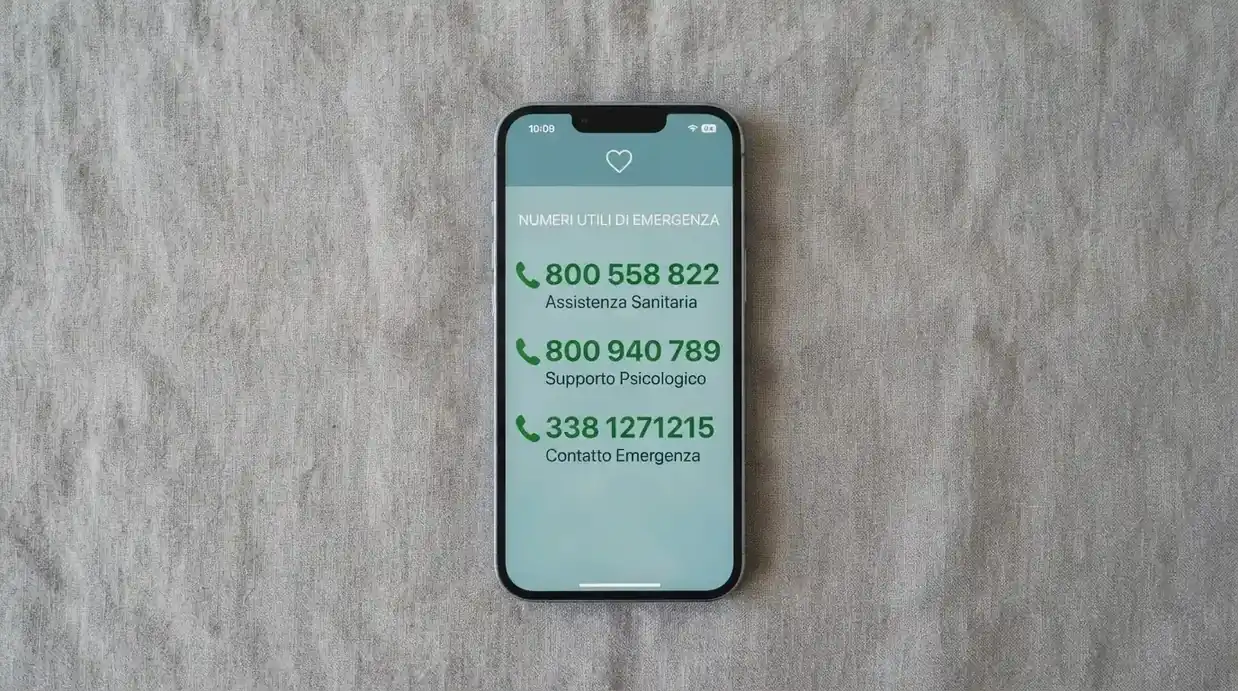 Uno smartphone con la schermata di chiamata e tre numeri verdi in evidenza su sfondo rassicurante