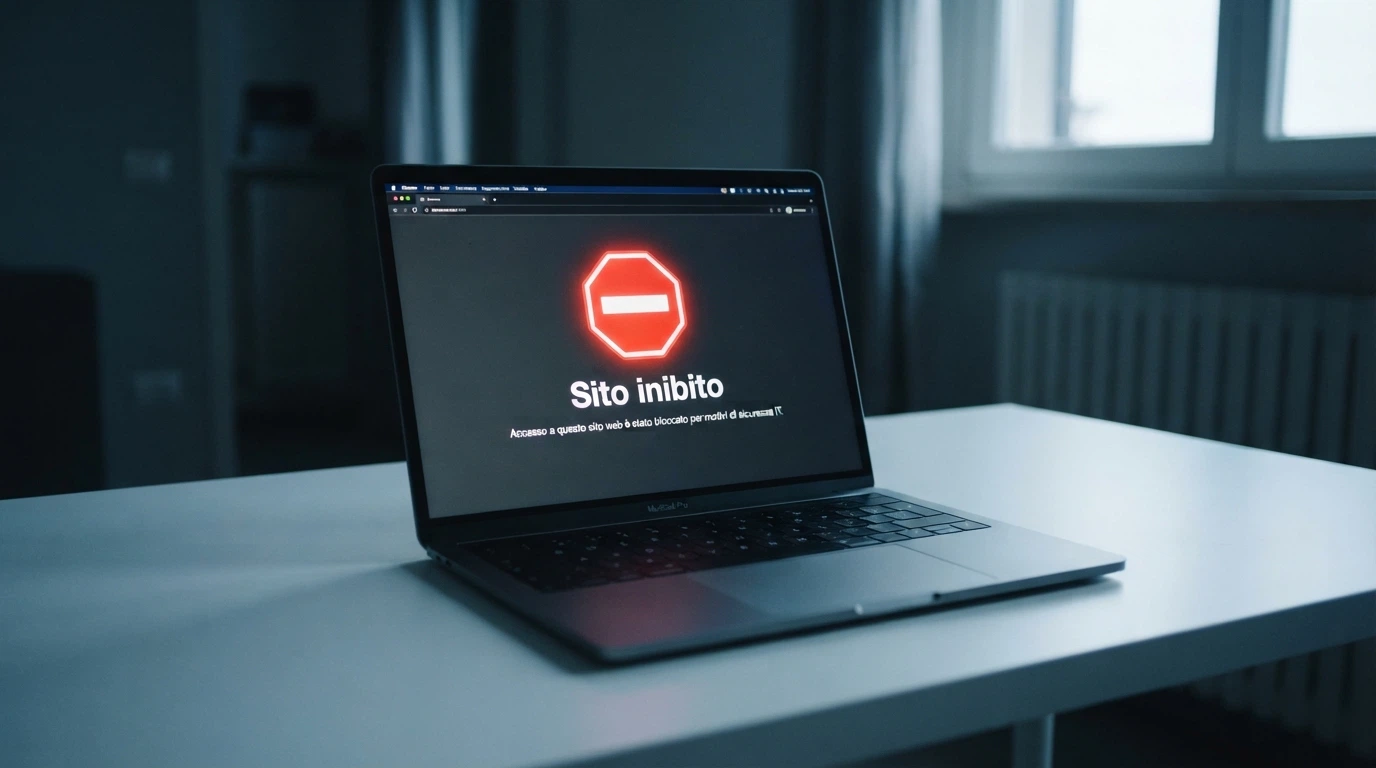 Schermata di un browser che mostra una pagina di blocco DNS verso l'IP 217.175.53.72