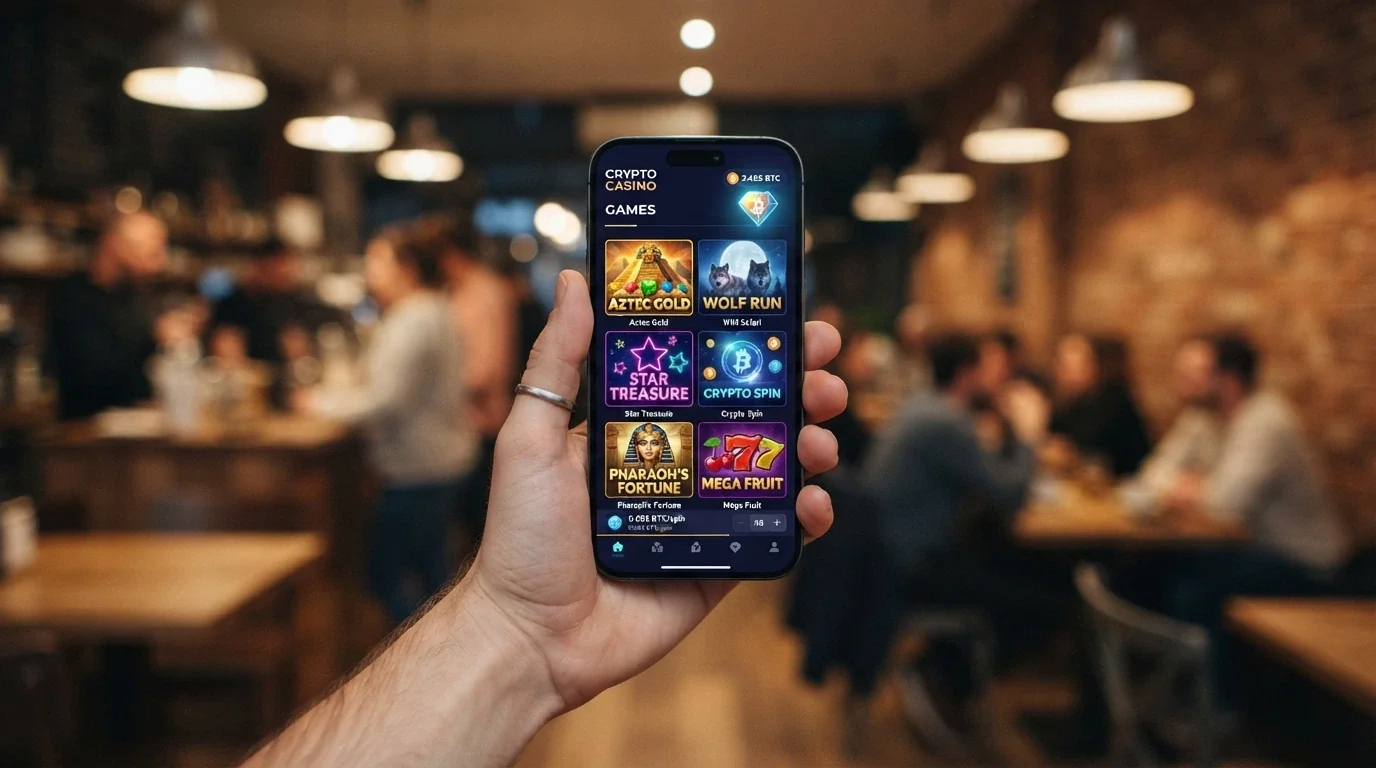 Smartphone con interfaccia mobile di un casinò Ethereum via browser