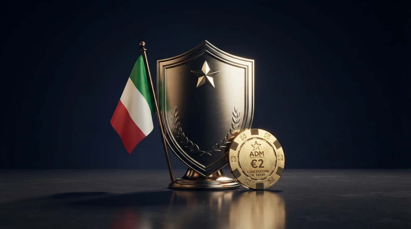Logo ADM accanto al simbolo della concessione e alla bandiera italiana
