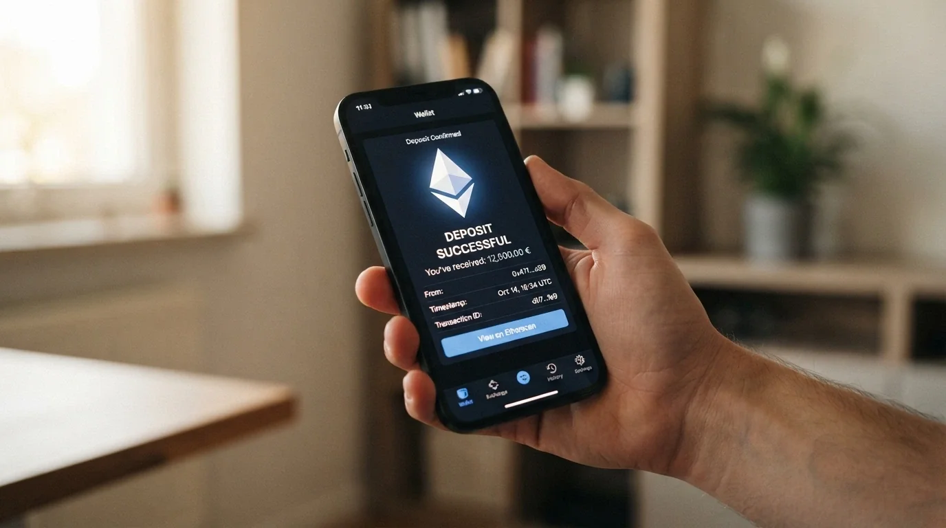 Schermata di un wallet crypto con transazione Ethereum verso un casinò online