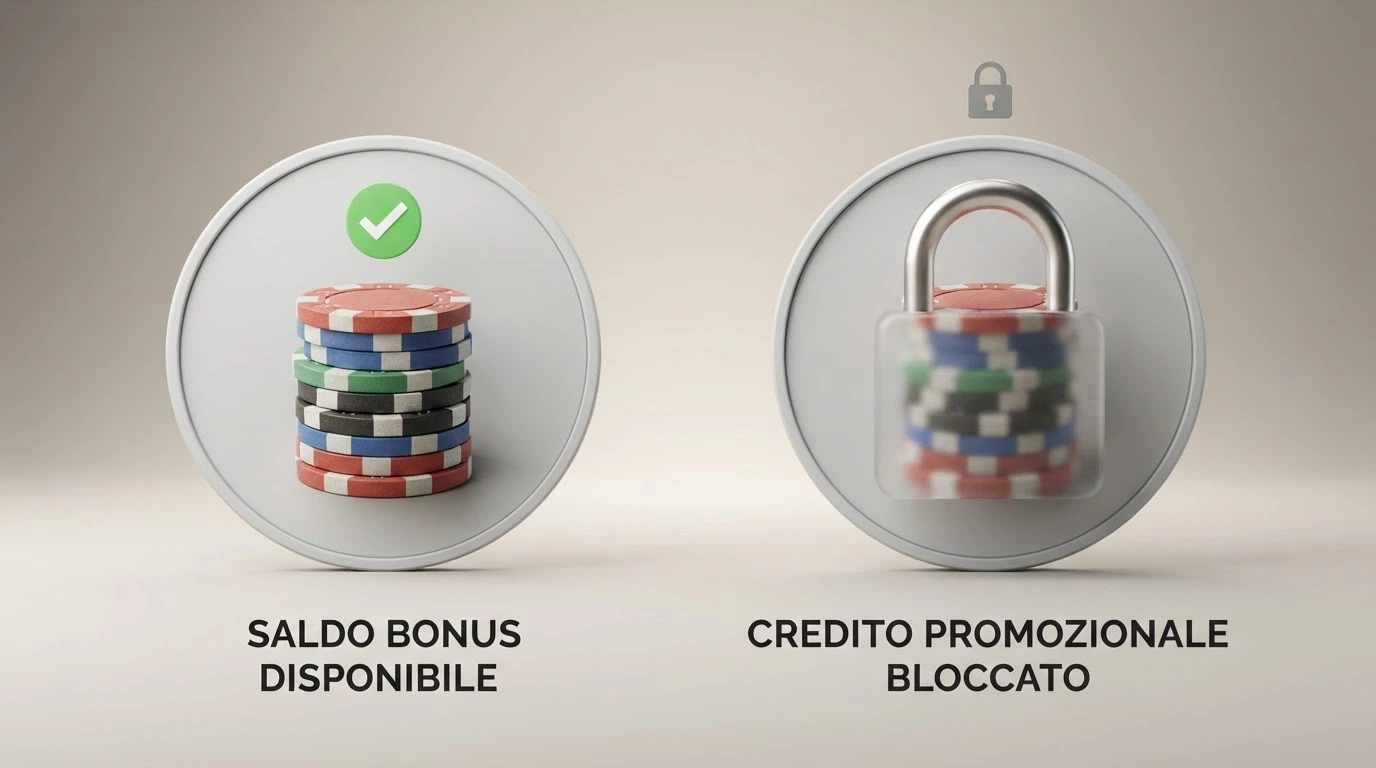 Due colonne affiancate: a sinistra «Real Bonus» con l'icona di un prelievo, a destra «Fun Bonus» con l'icona di un lucchetto