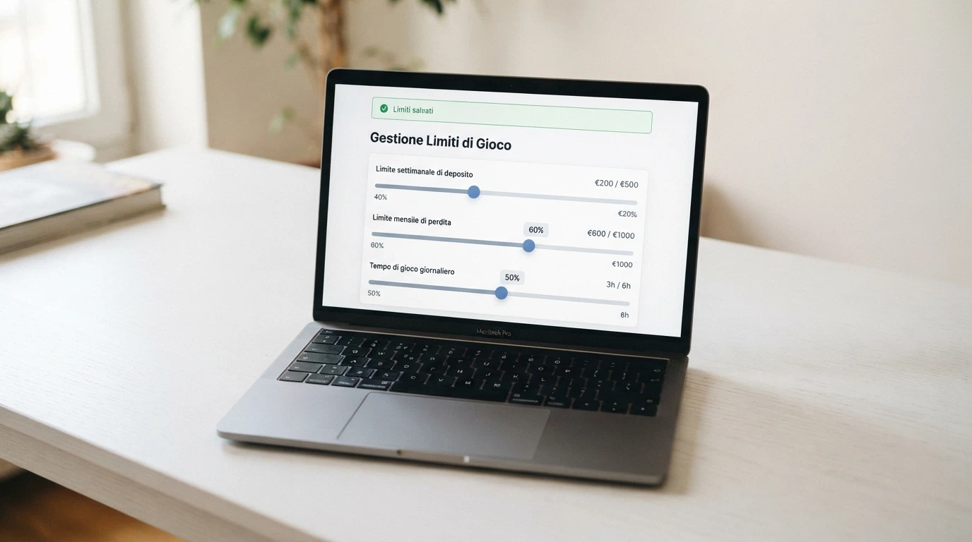 La schermata di impostazione dei limiti di deposito nella dashboard di un casinò online, con slider per limite settimanale, mensile e tempo di gioco