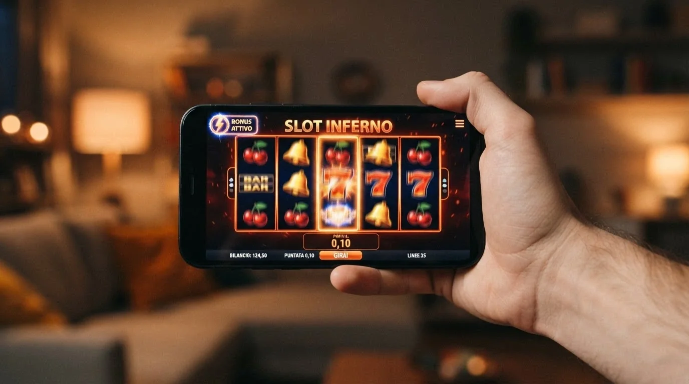 Una slot machine online con i rulli in movimento, il contatore dei giri gratuiti attivo in alto a sinistra e il valore dello spin (0,10 €) evidenziato