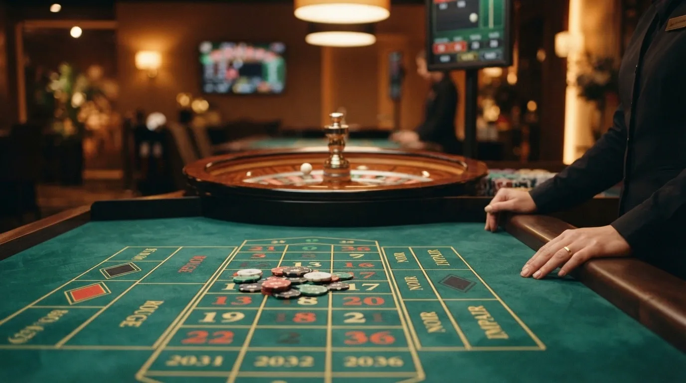 Tavolo di roulette con croupier dal vivo su un casinò con licenza internazionale