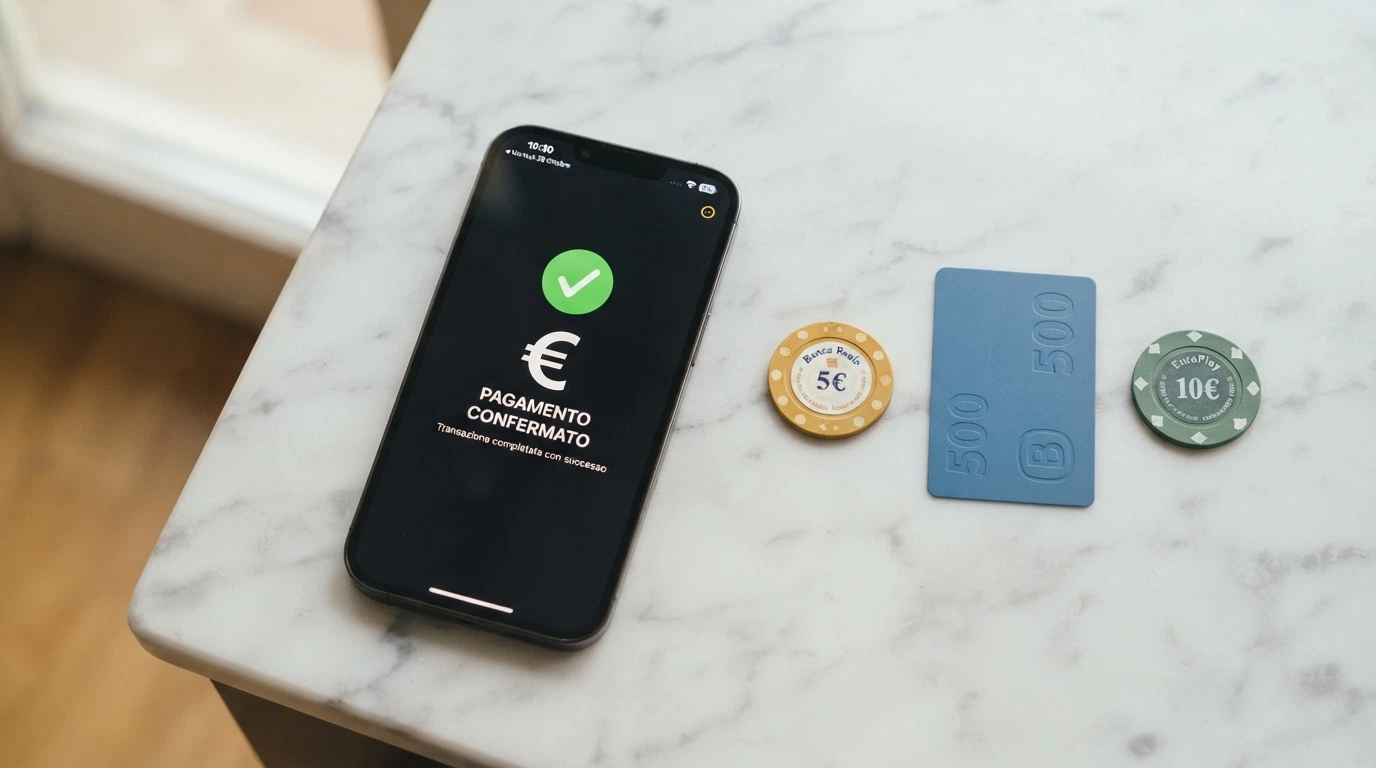Uno smartphone che mostra una schermata di prelievo completato con l'orologio in evidenza, affiancato da icone di crypto, e-wallet e carte di credito