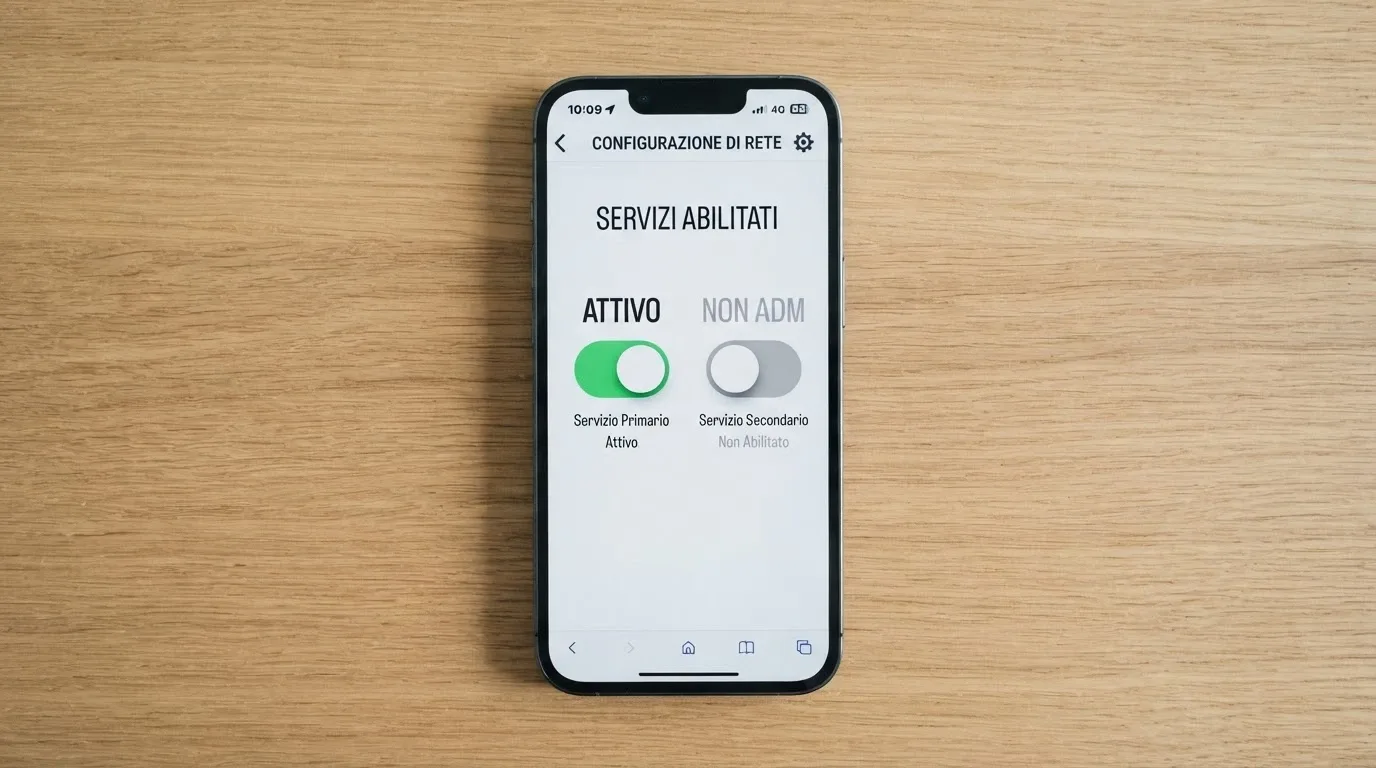 Un modulo digitale con la scritta «Registro Unico degli Autoesclusi» e un interruttore su «attivo», accanto a un secondo interruttore grigio etichettato «non ADM» spento