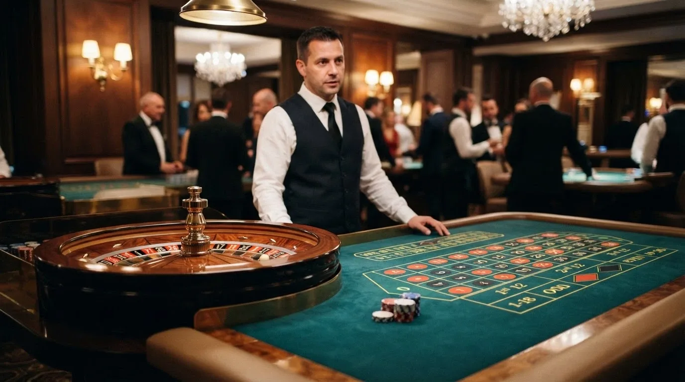 Tavolo di roulette live in streaming dal Casinò di Sanremo con croupier in uniforme e quadrante digitale