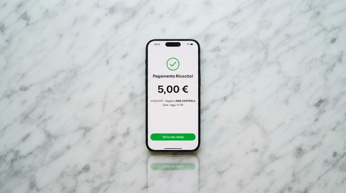 Uno smartphone con l'interfaccia di pagamento di un casinò che mostra la cifra di 5,00€ in fase di conferma della ricarica